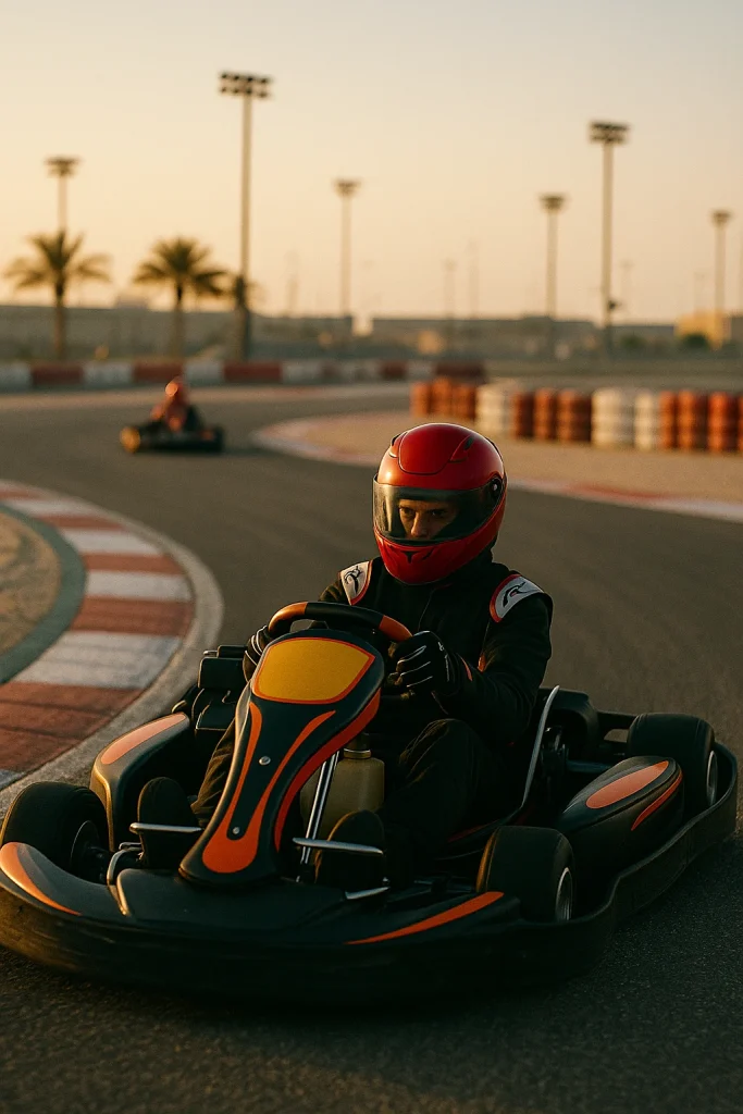 Session de karting sur le circuit de Sakhir à Bahreïn – activité sportive et ludique proposée par Samir