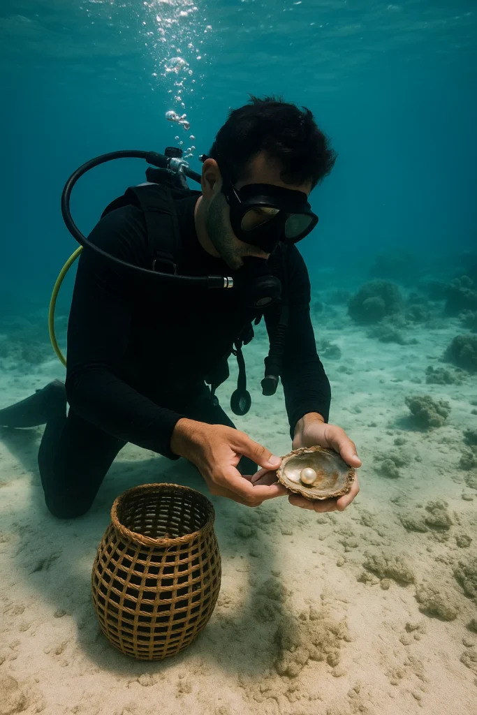 Plongée traditionnelle à Bahreïn pour récolter des perles – activité immersive du circuit Moyen Budget.
